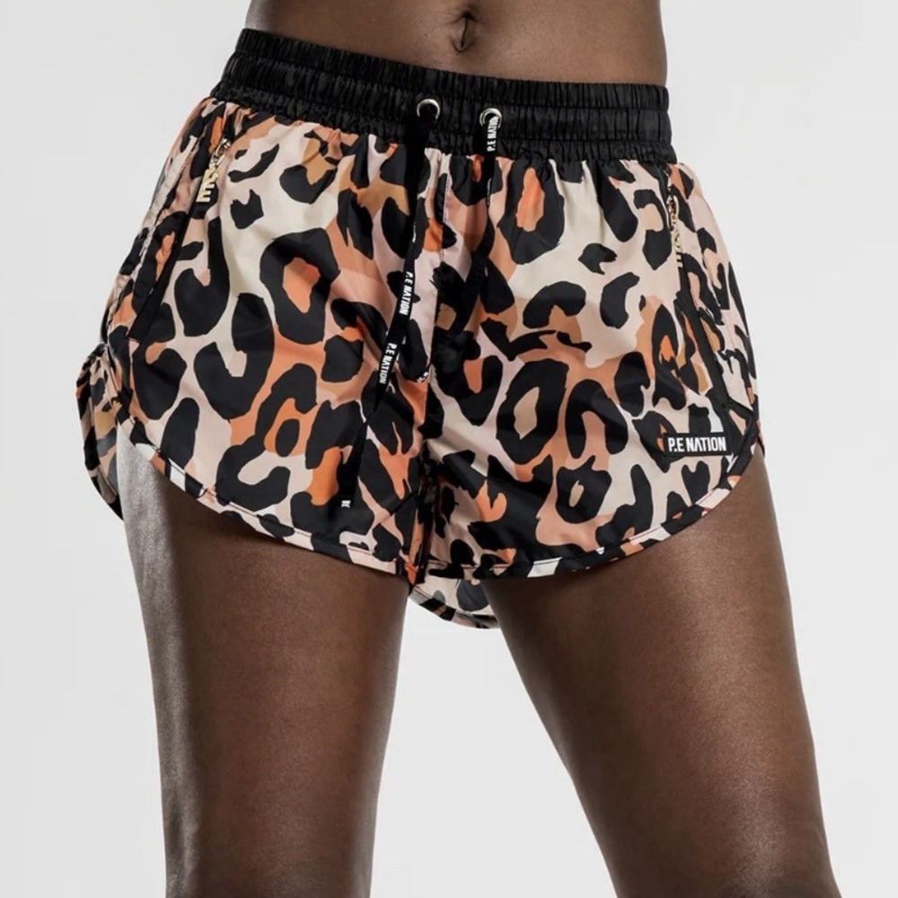 P.E Nation Set Shot Shorts Animal Leopard Print Sz S
